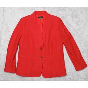 Talbots Red Wool Blend Stand Collar Notch Blazer Womens Size 16